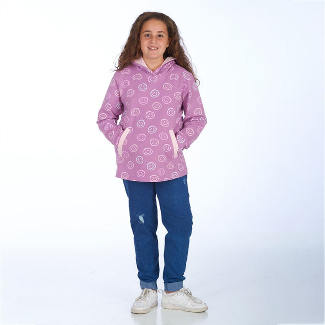 proud little cloud hoodie happysmiley lavendel fuer mollige maedchen vorne