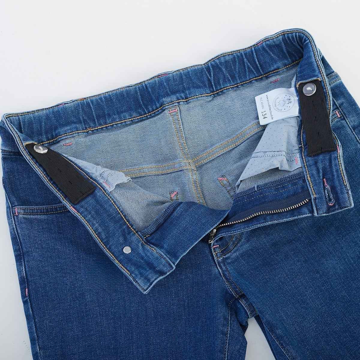 proud little cloud jeans fuer maedchen mit bauch wideleg blau gummibund verarbeitung