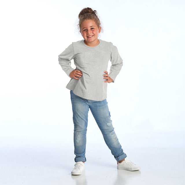 proud little cloud longsleeve fuer mollige mädchen graumeliert vorne