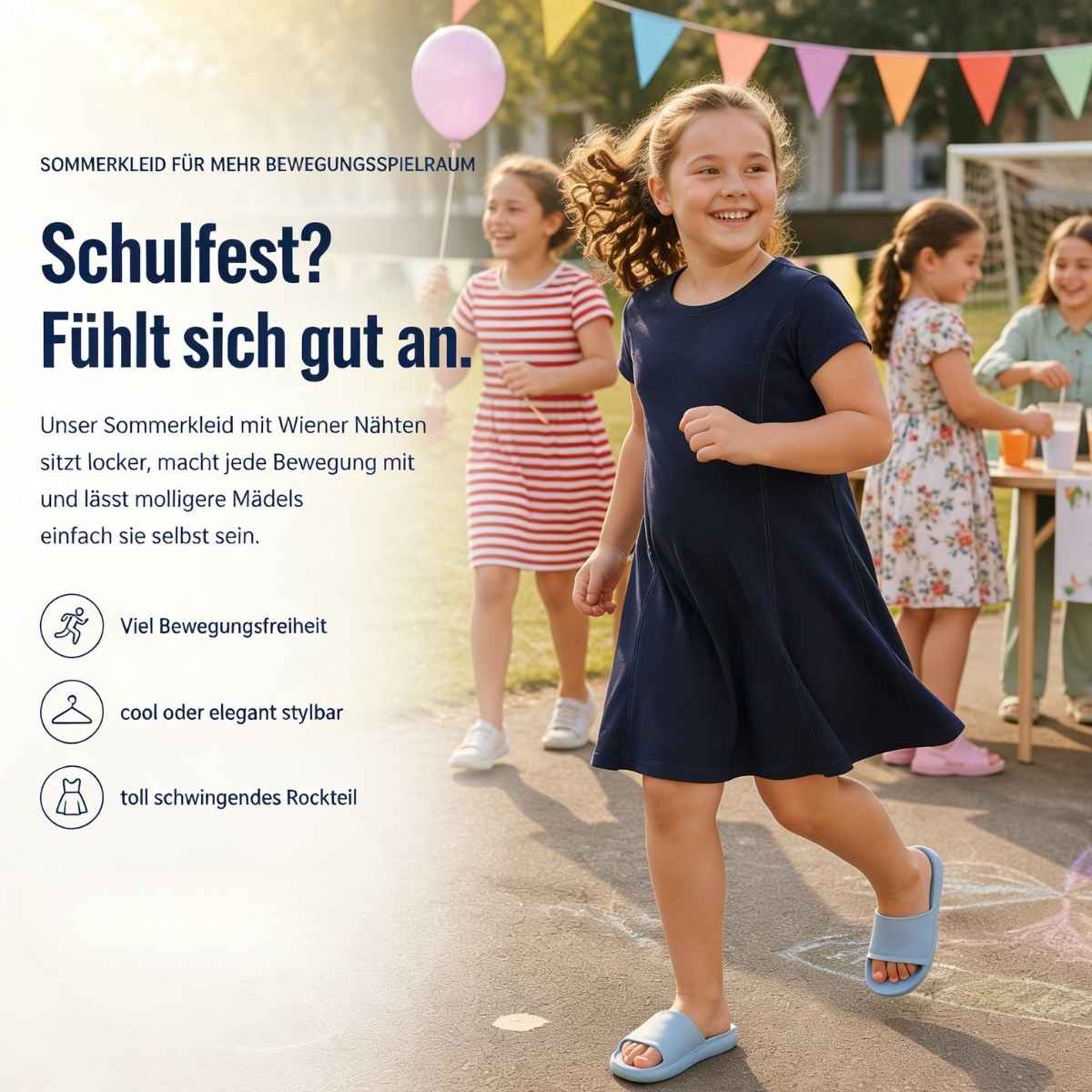 Sommerkleid Wiener Naht uni