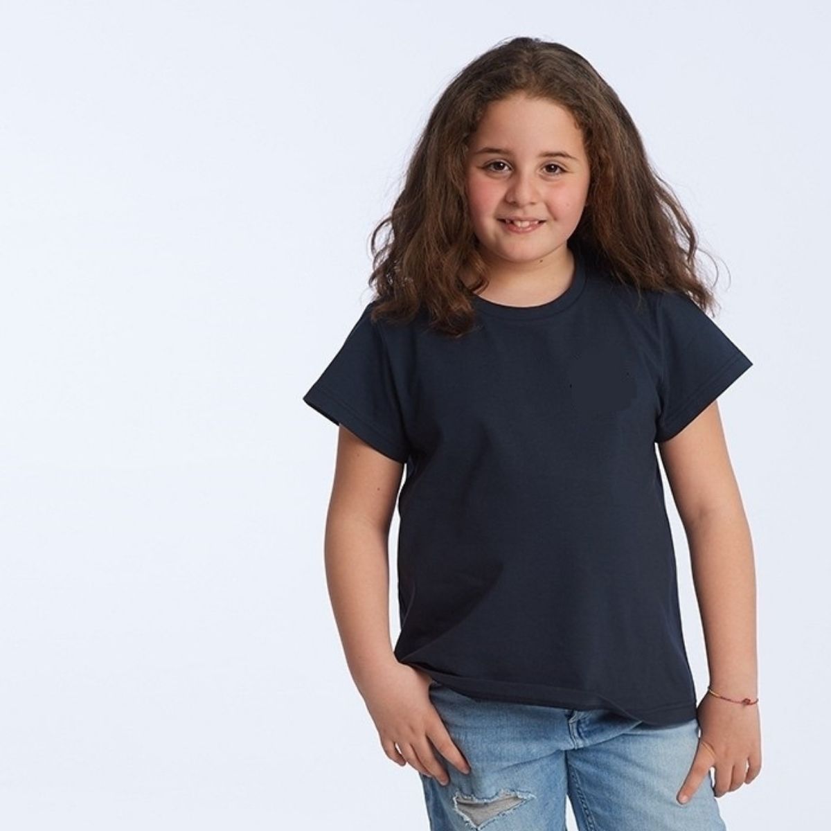 proud little cloud t-shirt dunkelblau für kräftige mädchen vorne