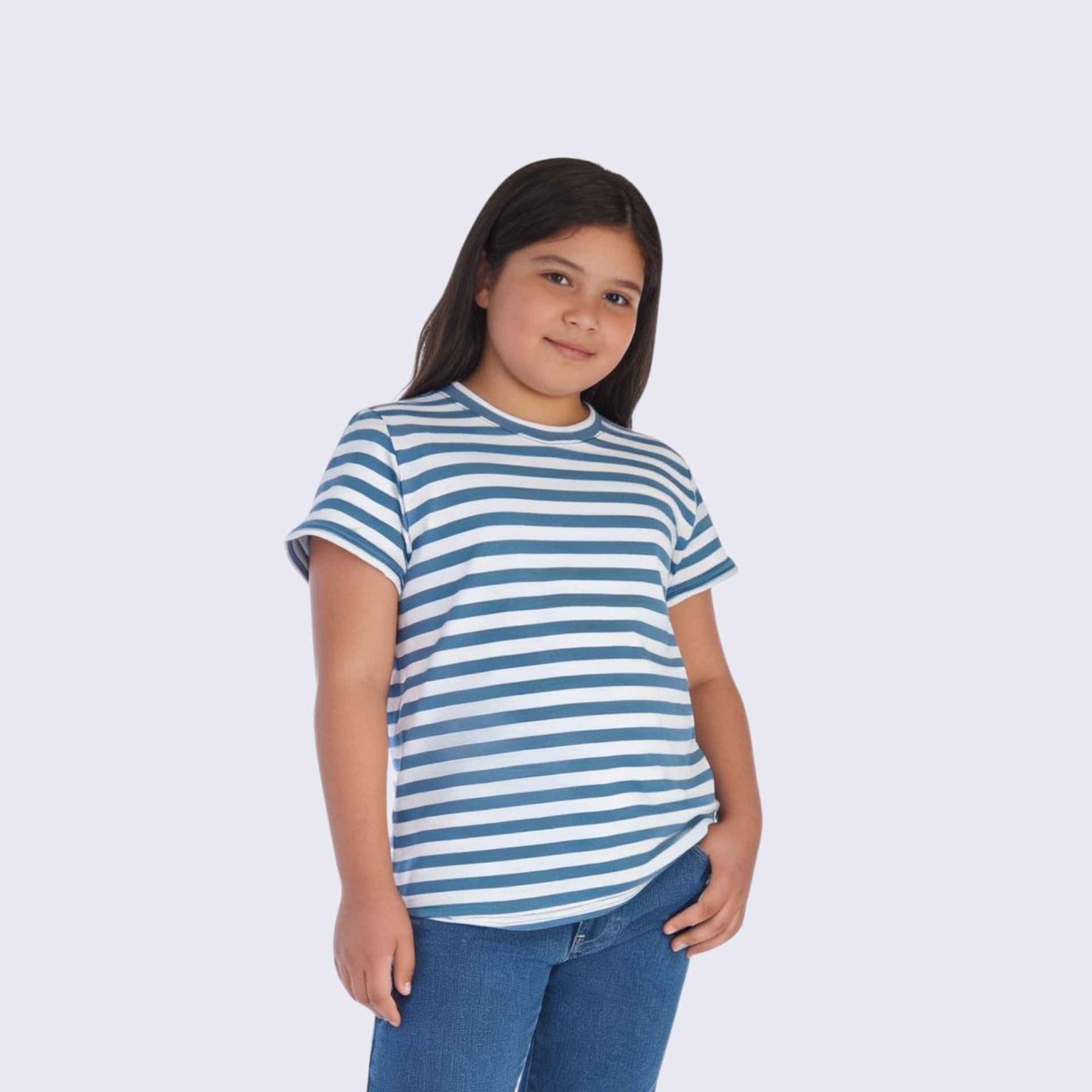 French-Terry-Streifen-T-Shirt