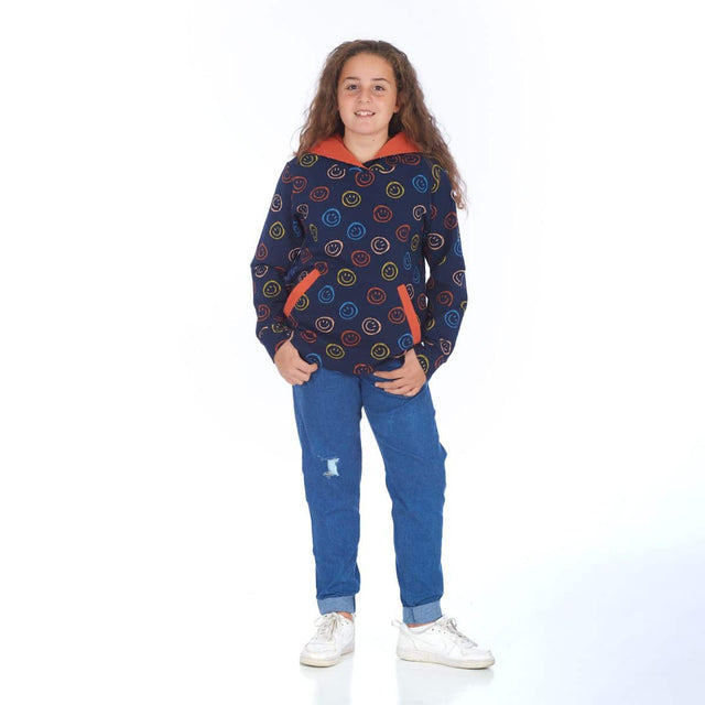 proud little cloud hoodie happysmiley dunkelblau fuer mollige maedchen vorne