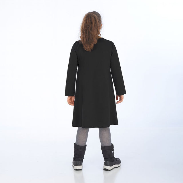 langarmkleid uni schwarz fuer mollige maedchen