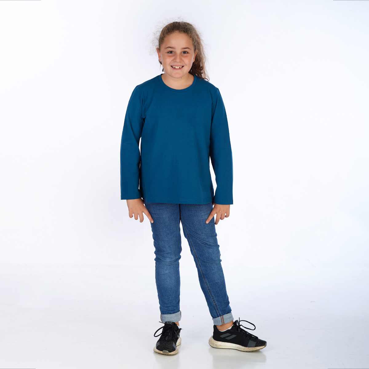proud little cloud longsleeve fuer mollige maedchen petrol vorne